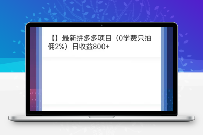 最新拼多多项目（0学费只抽佣2%）日收益800+-987首码网