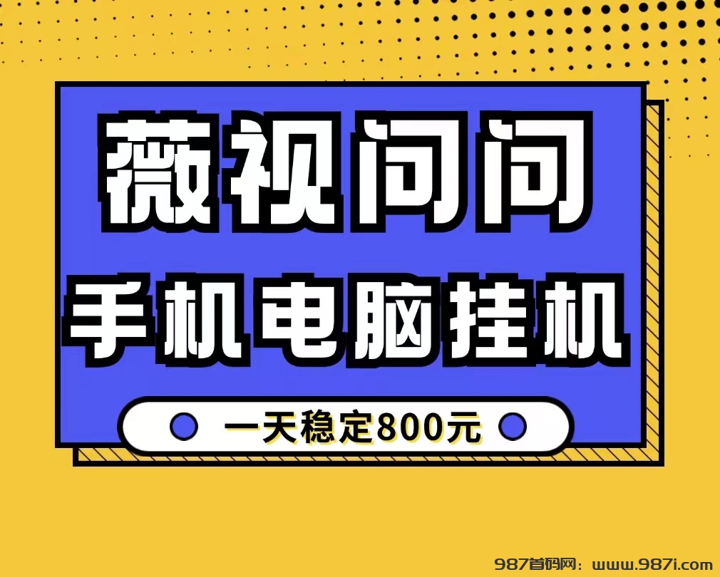 薇视问问手机电脑日收800最新项目、零基础、适合所有人！-987首码网