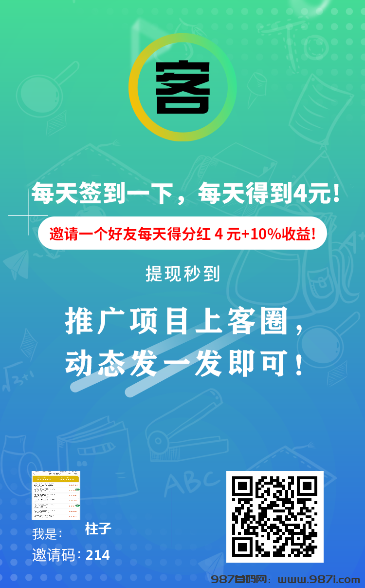 客圈首码发动态刷新得贡献点每日享分红，升级豆商天天享分红!-987首码网